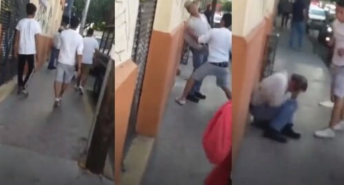 Video: ¡Qué valiente! De tres golpazos noquea a ancianito y ¡lo presume en redes!